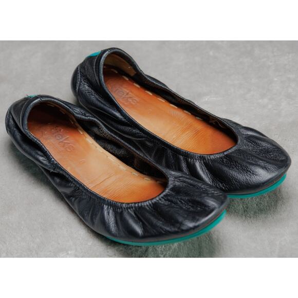 Tieks By Gavrielli Matte Black Leather Foldable Travel Ballet Flats Womens 8 - Picture 1 of 15